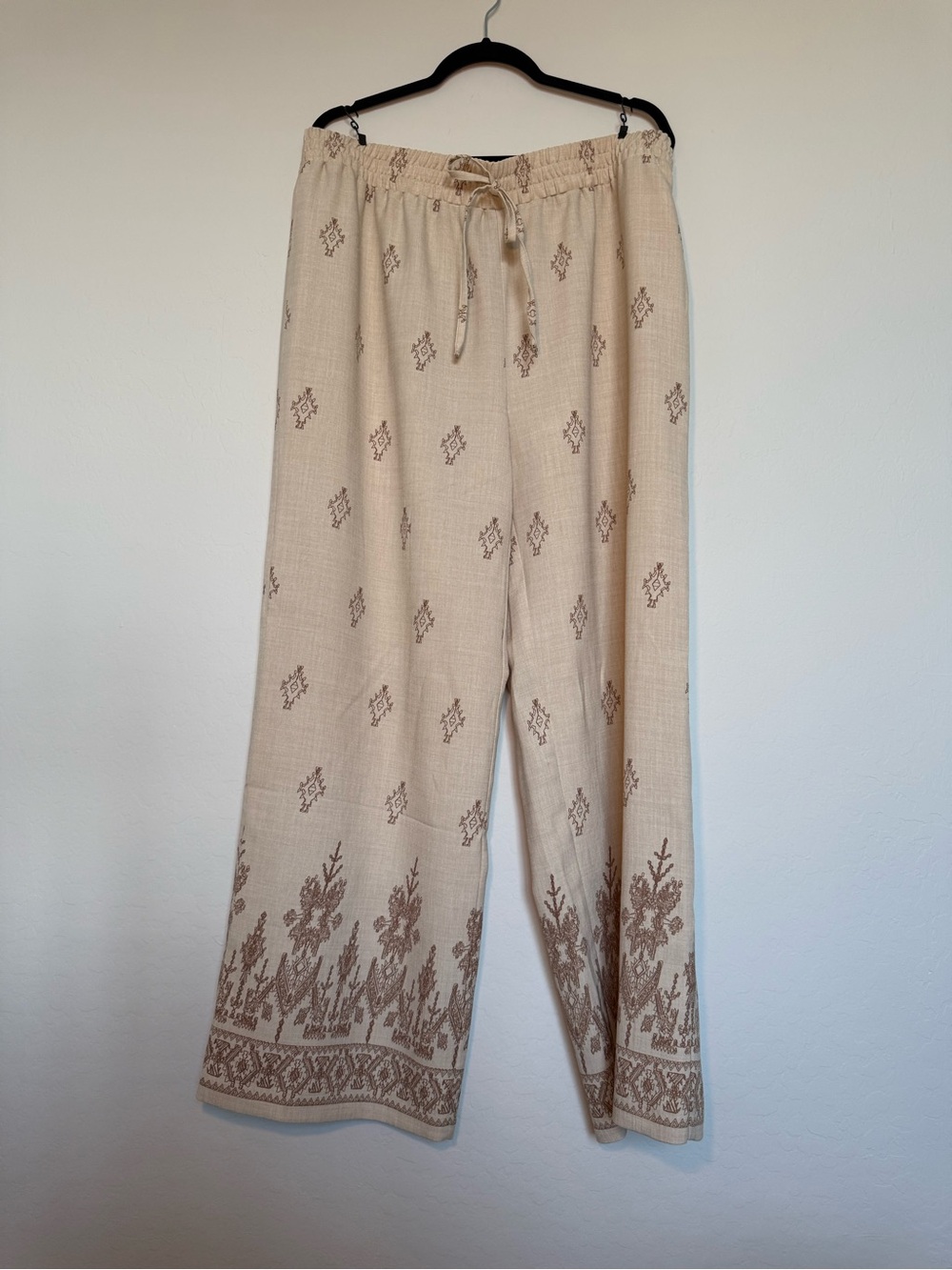 Beige Wide-Leg Women’s Pants